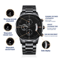 When We Pray God Works | Engraved Design Black Chronograph Watch