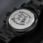 When We Pray God Works | Engraved Design Black Chronograph Watch