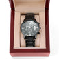 When We Pray God Works | Engraved Design Black Chronograph Watch