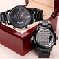 Happy Veterans Day | Engraved Design Black Chronograph Watch