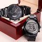 When We Pray God Works | Engraved Design Black Chronograph Watch