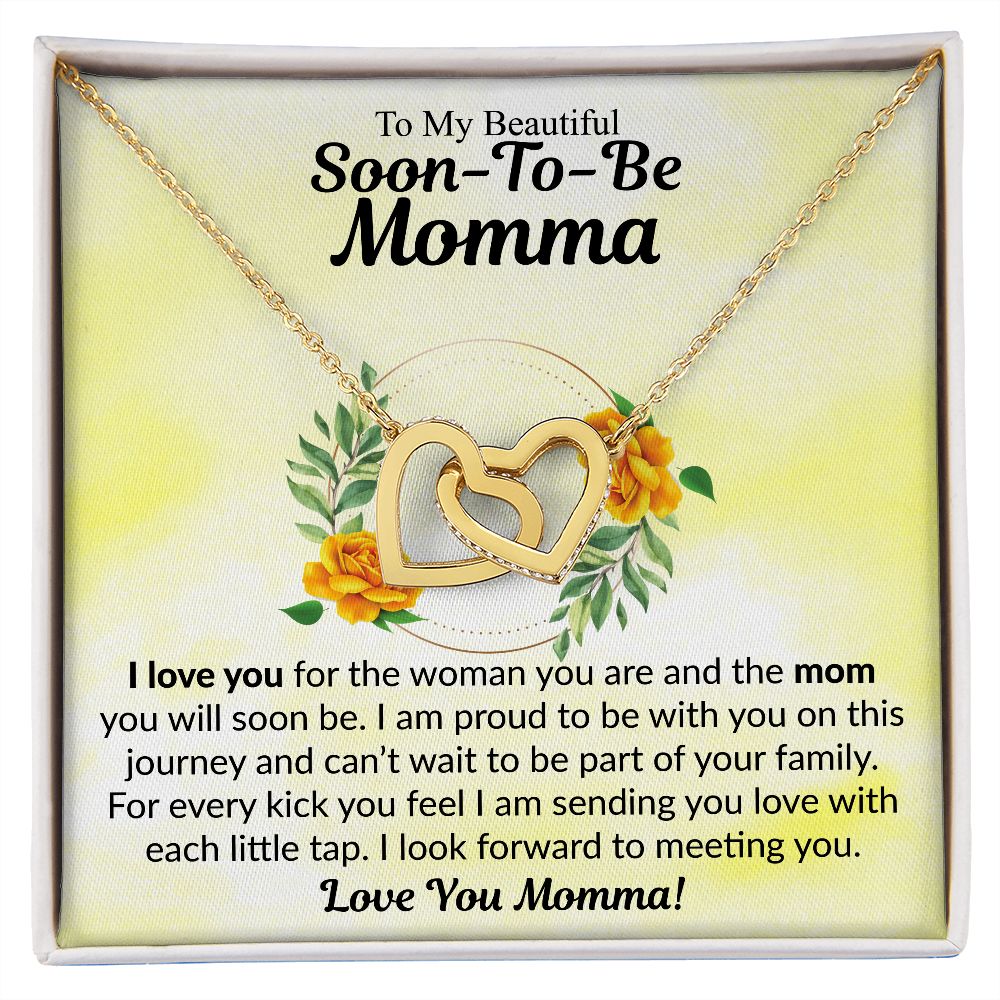 To My Beautiful Soon-To-Be Momma | I Love You | The Interlocking Hearts Necklace