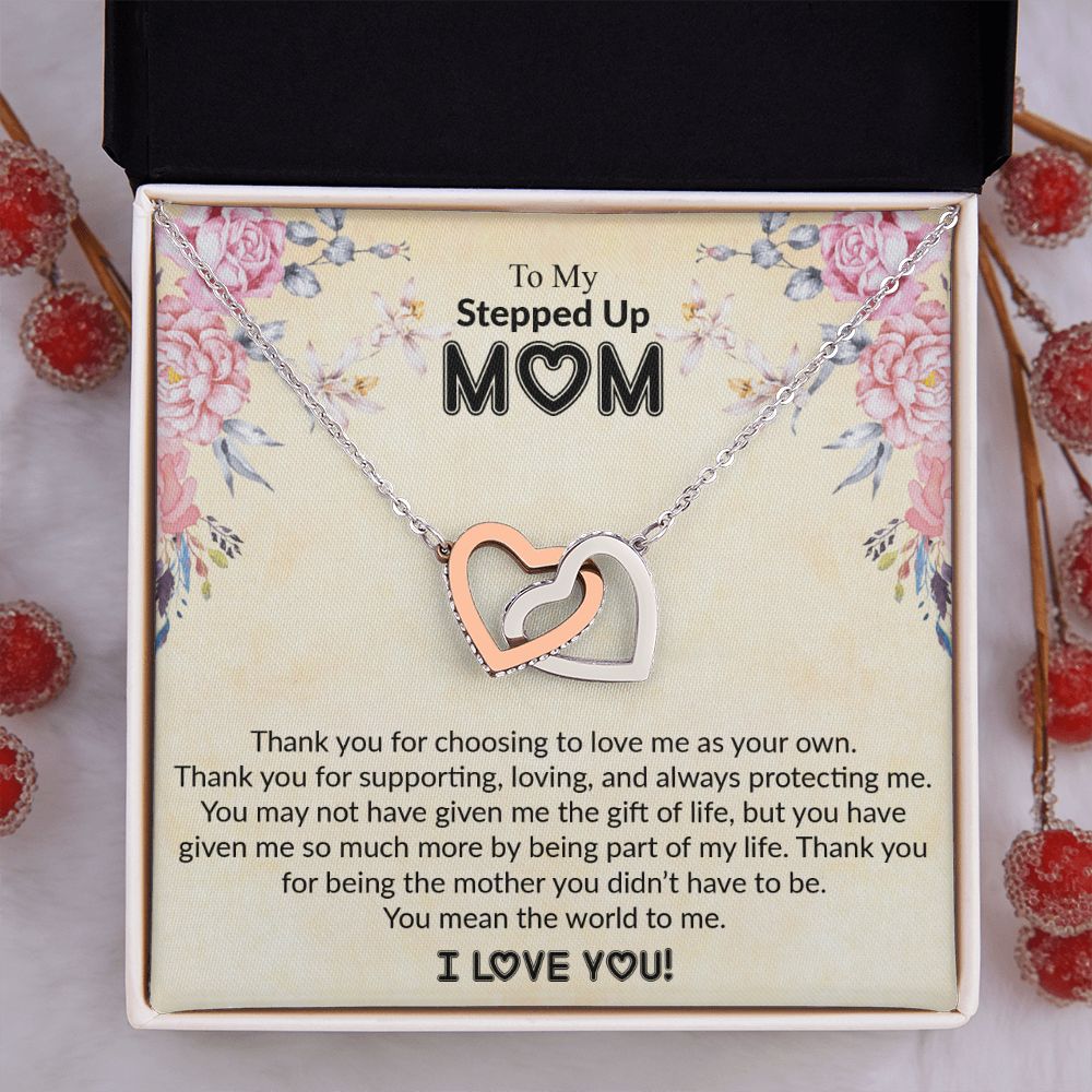 To My Stepped Up Mom | I Love You | The Interlocking Hearts necklace