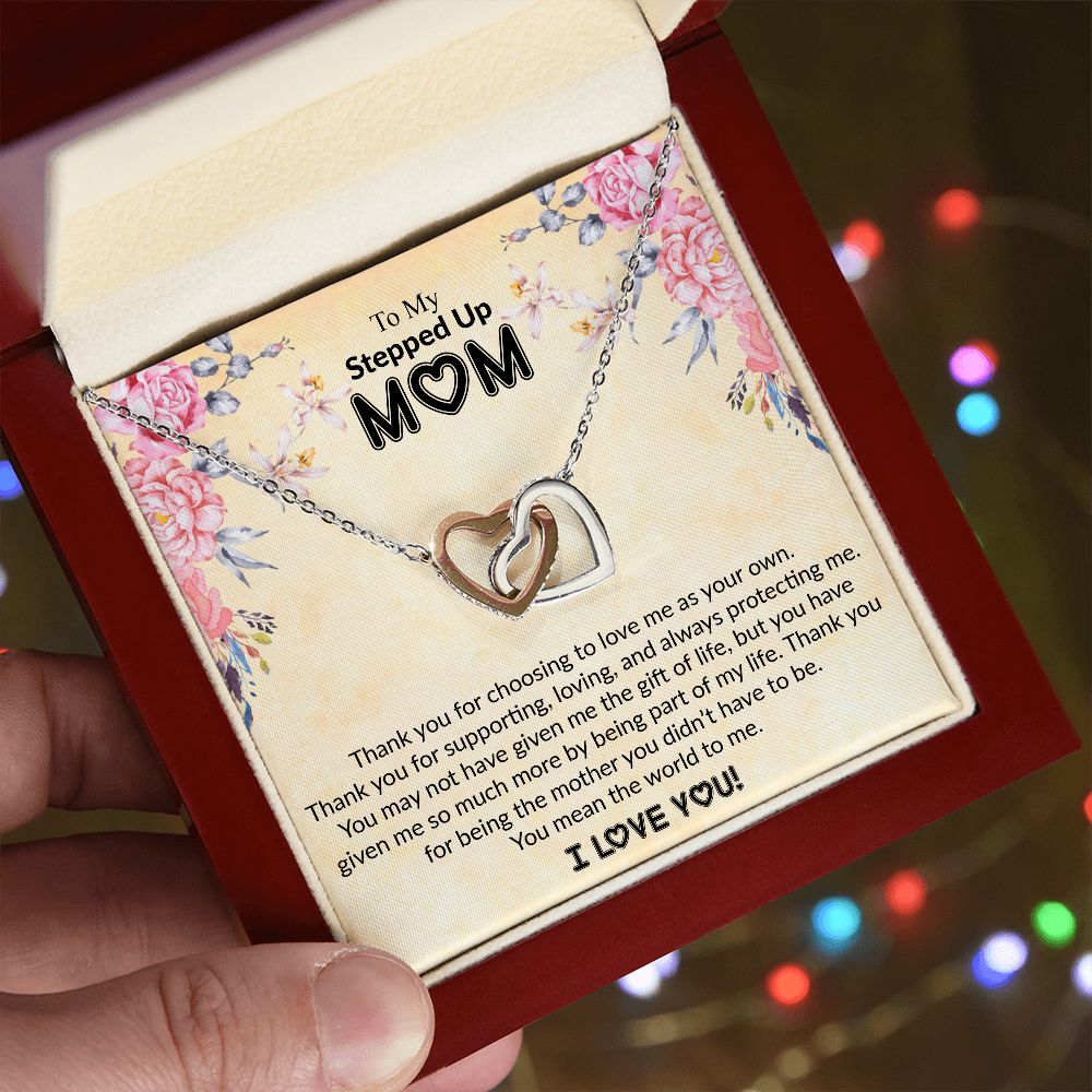 To My Stepped Up Mom | I Love You | The Interlocking Hearts necklace