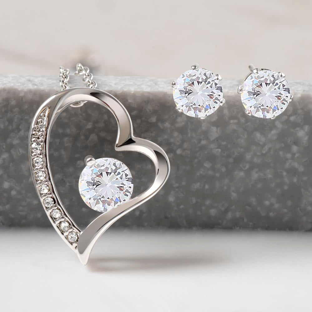 I'll Treasure Your Memory | Mom | Forever Love Necklace and Cubic Zirconia Earring Set