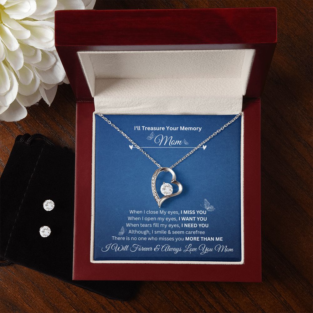 I'll Treasure Your Memory | Mom | Forever Love Necklace and Cubic Zirconia Earring Set