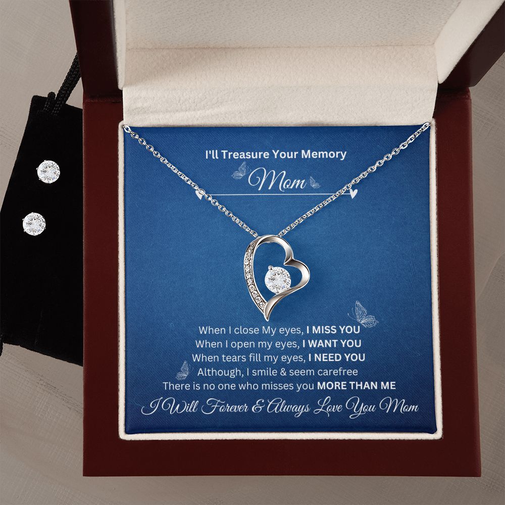 I'll Treasure Your Memory | Mom | Forever Love Necklace and Cubic Zirconia Earring Set