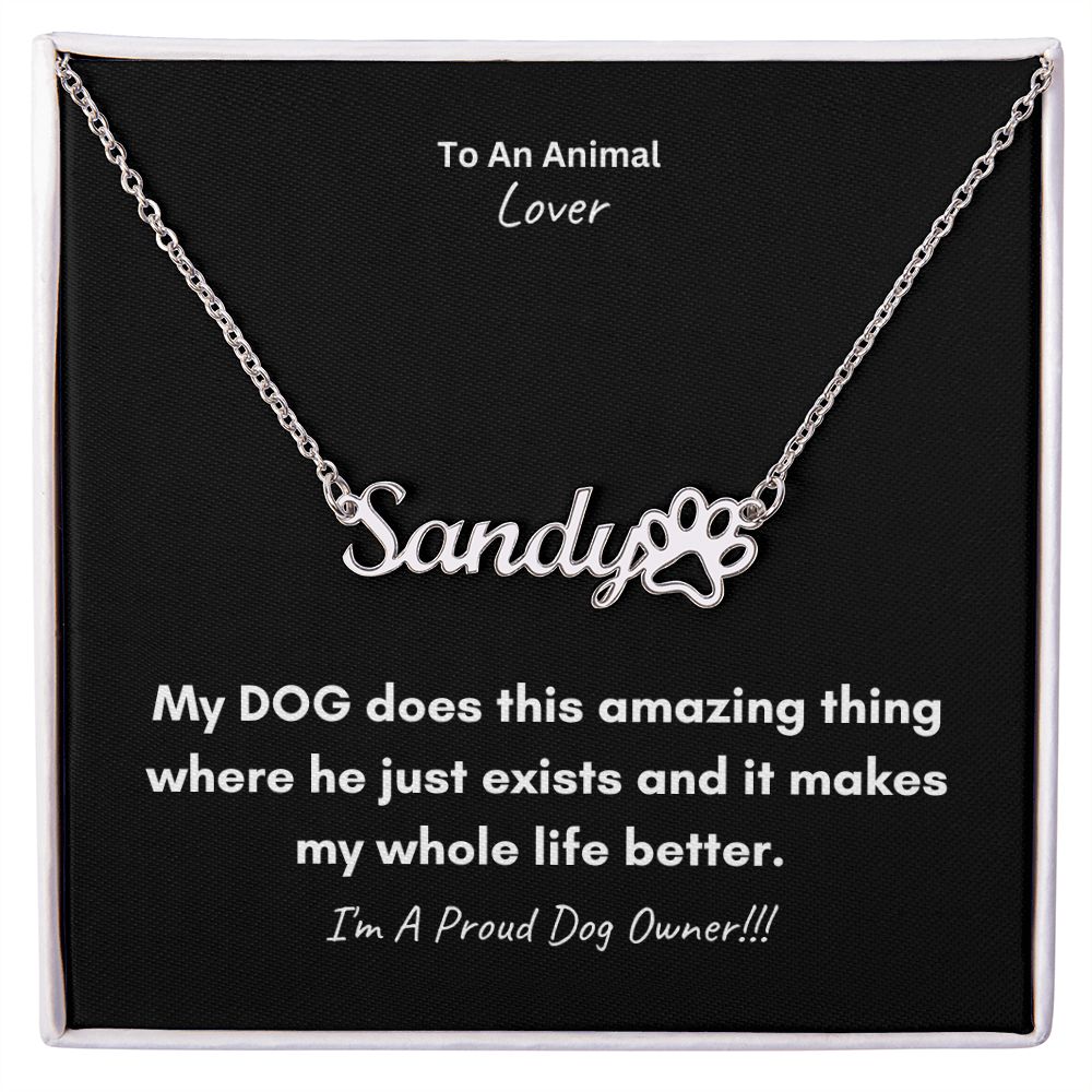 To An Animal Lover | Personalized Paw Print Name Necklace