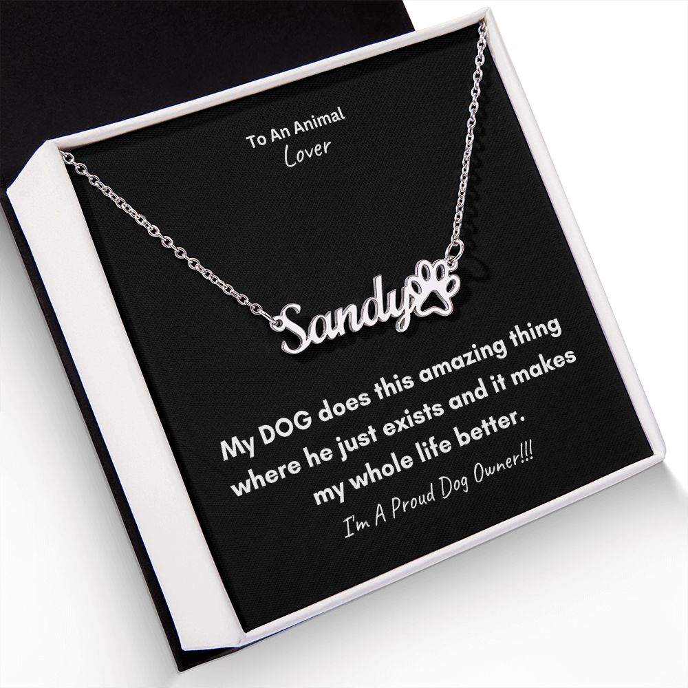 To An Animal Lover | Personalized Paw Print Name Necklace