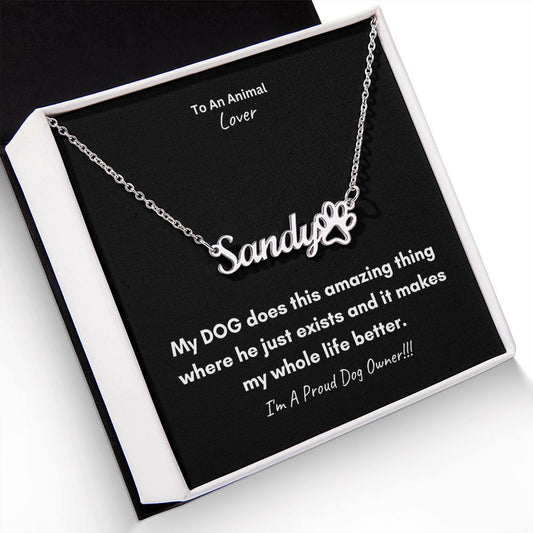 To An Animal Lover | Personalized Paw Print Name Necklace