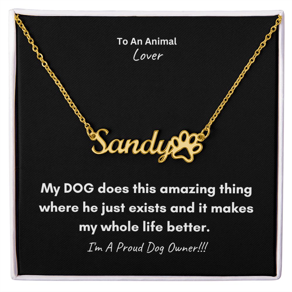 To An Animal Lover | Personalized Paw Print Name Necklace