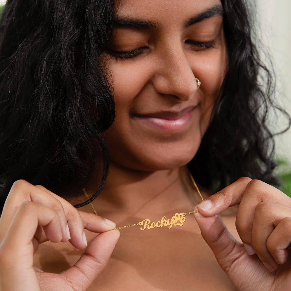 To An Animal Lover | Personalized Paw Print Name Necklace