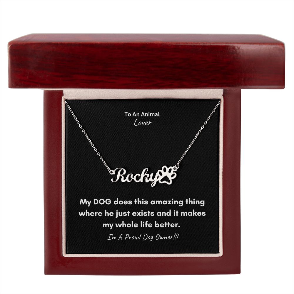 To An Animal Lover | Personalized Paw Print Name Necklace