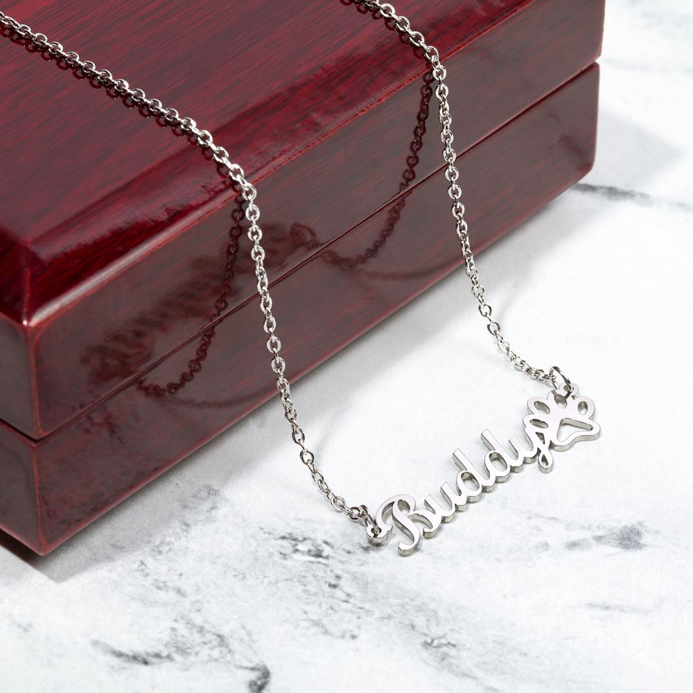 To An Animal Lover | Personalized Paw Print Name Necklace