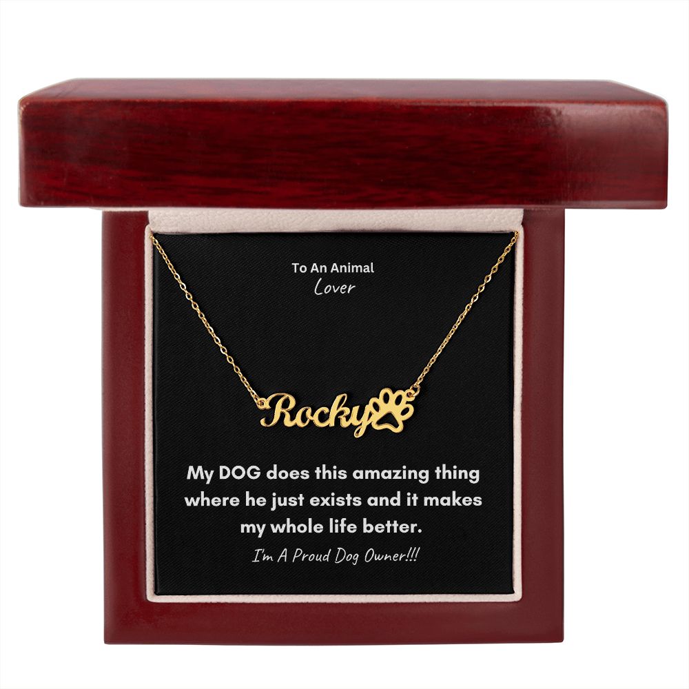 To An Animal Lover | Personalized Paw Print Name Necklace