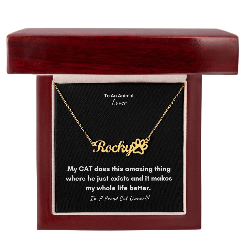 To An Animal Lover | Personalized Paw Print Name Necklace