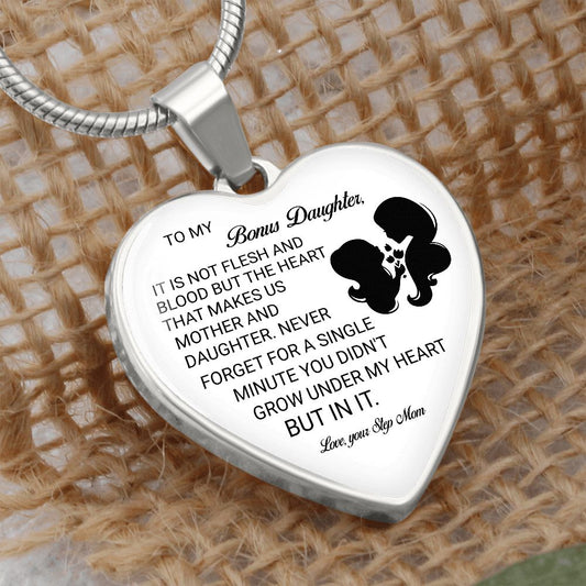 To My Bonus Daughter | Love Your Step Mom | Heart - Luxury Necklace