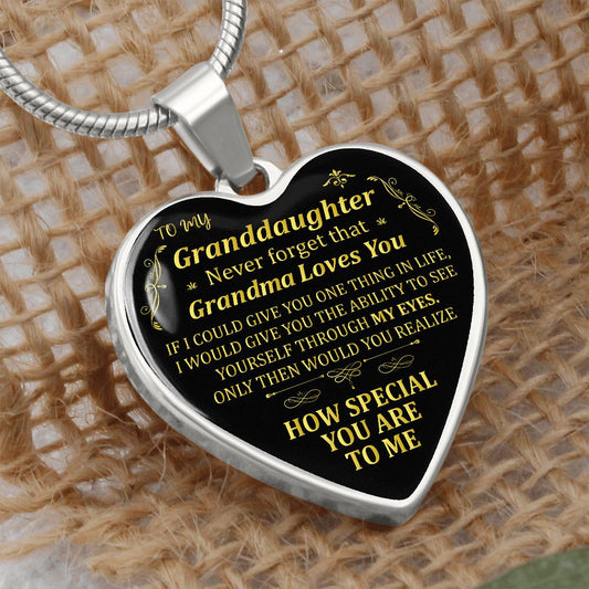 To My Granddaughter | Grandma Loves You | Heart - Luxury Necklace