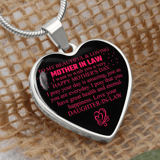 To My Beautiful & Loving Mother-In-Law | From A Daughter-In-Law | Heart - Luxury Necklace