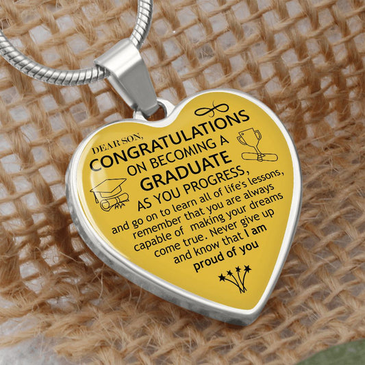 Dear Son | Congratulations On Graduating | Heart - Luxury Necklace