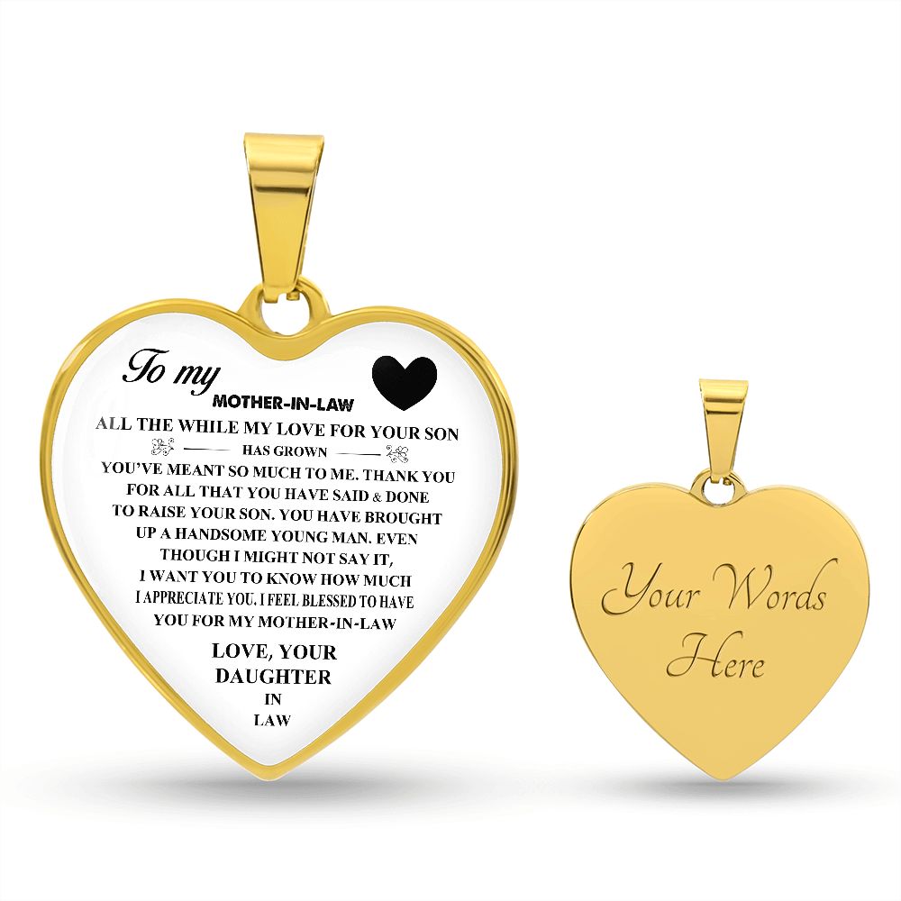 To My Mother-In-Law | Love Your Daughter-In-Law | Heart - Luxury Necklace
