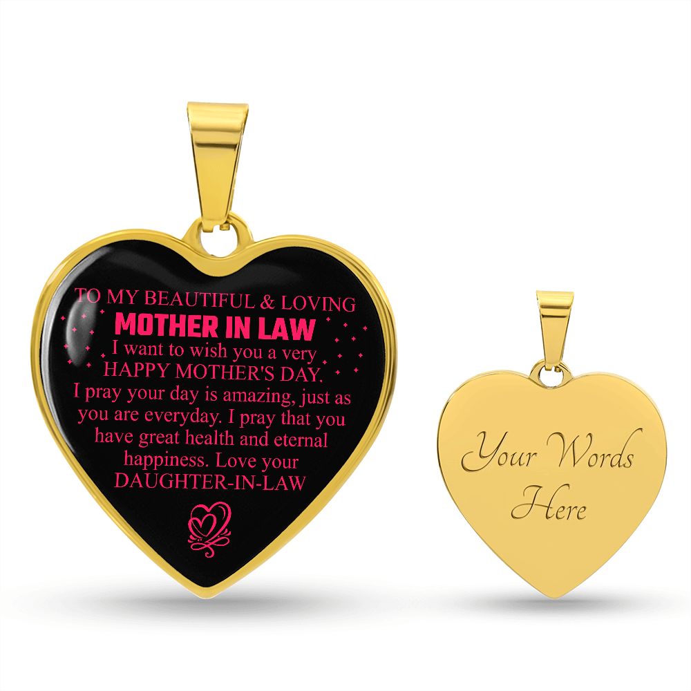 To My Beautiful & Loving Mother-In-Law | From A Daughter-In-Law | Heart - Luxury Necklace