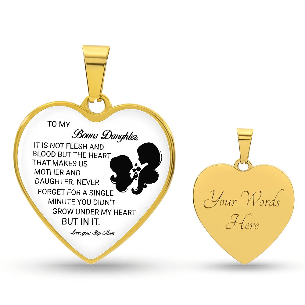 To My Bonus Daughter | Love Your Step Mom | Heart - Luxury Necklace