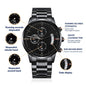 To My Partner | I Fall In Love | Engraved Design Black Chronograph Watch