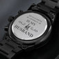 My Favorite Veteran Is My Husband | Engraved Design Black Chronograph Watch