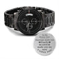 To My Bonus Son | I Love You | Engraved Design Black Chronograph Watch
