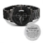 To My Husband Engraved Black Chronograph Watch