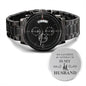 My Favorite Veteran Is My Husband | Engraved Design Black Chronograph Watch