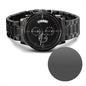 To My Husband | Love You | Engraved Design Black Chronograph Watch