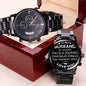 To My Husband | Love You | Engraved Design Black Chronograph Watch
