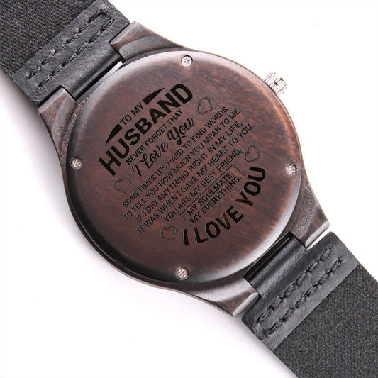 To My Husband | Your My Soulmate | Engraved Wooden Watch
