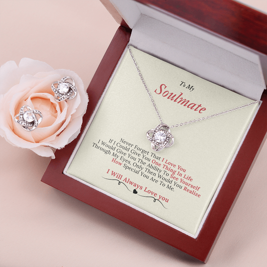 To My Soulmate Love Knot Earring & Necklace Set