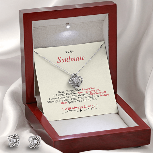 To My Soulmate Love Knot Earring & Necklace Set