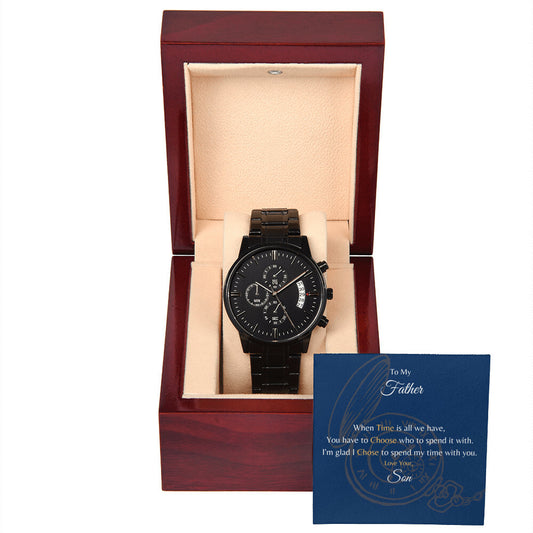 To My Father Black Chronograph Watch