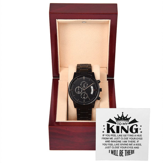 To My King Black Chronograph Watch