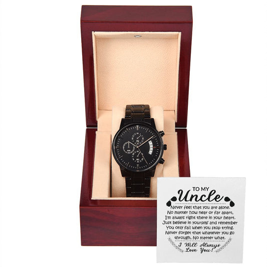 To My Uncle Black Chronograph Watch