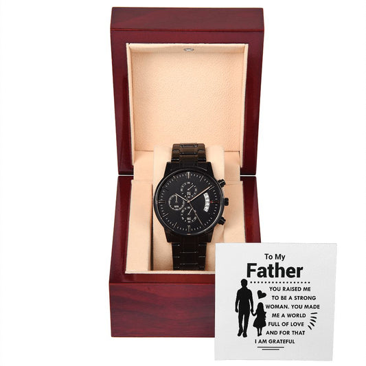 To My Father Black Chronograph Watch
