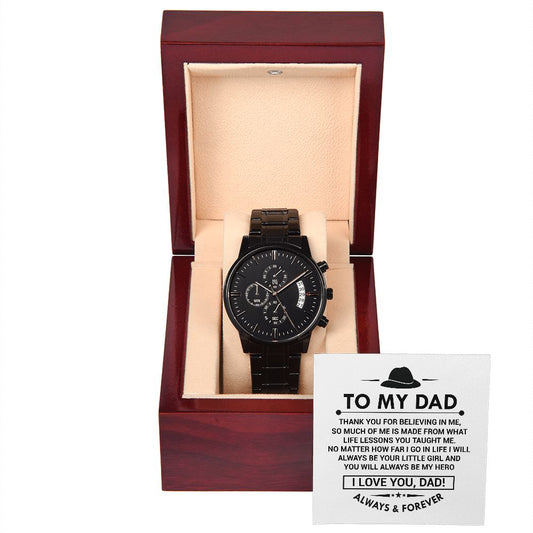 To My Dad Black Chronograph Watch