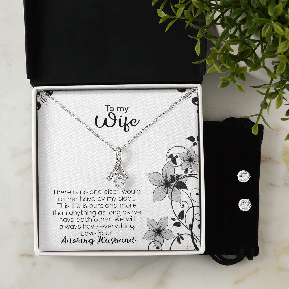 To My Wife | Adoring Husband | Alluring Beauty Necklace and Cubic Zirconia Earring Set