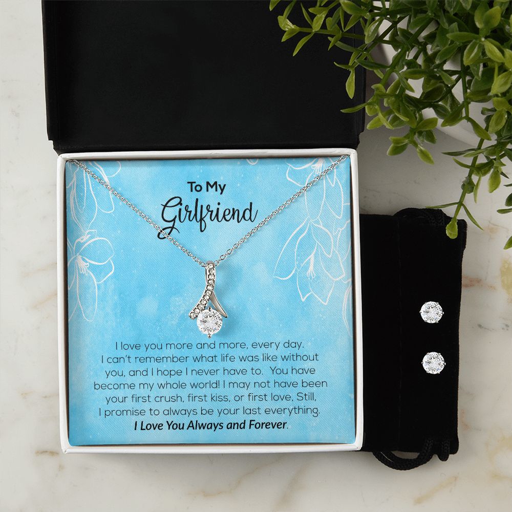 To My Girlfriend | I Love You Always & Forever | Alluring Beauty Necklace and Cubic Zirconia Earring Set