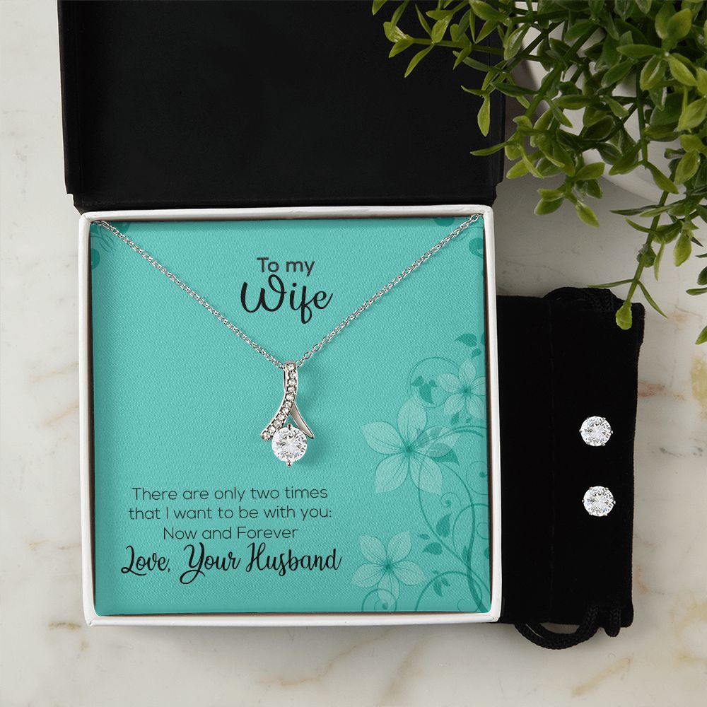To My Wife | Love Your Husband | Alluring Beauty Necklace and Cubic Zirconia Earring Set