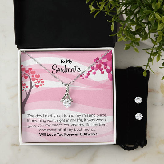 To My Soulmate | I Will Love You Forever & Always | Alluring Beauty Necklace and Cubic Zirconia Earring Set