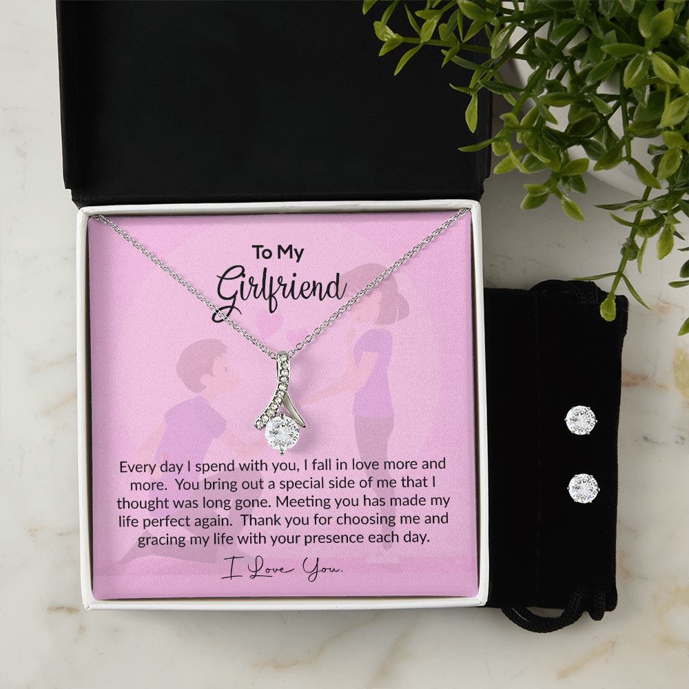 To My Girlfriend | I Love You | Alluring Beauty Necklace and Cubic Zirconia Earring Set