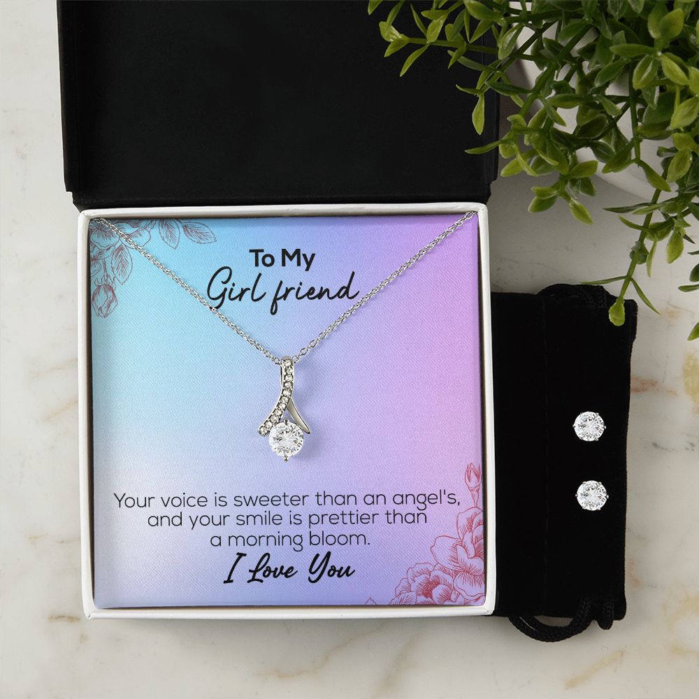 To My Girlfriend | I Love You | Alluring Beauty Necklace and Cubic Zirconia Earring Set