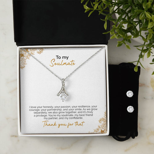 To My Soulmate | Thank You For That | Alluring Beauty Necklace and Cubic Zirconia Earring Set