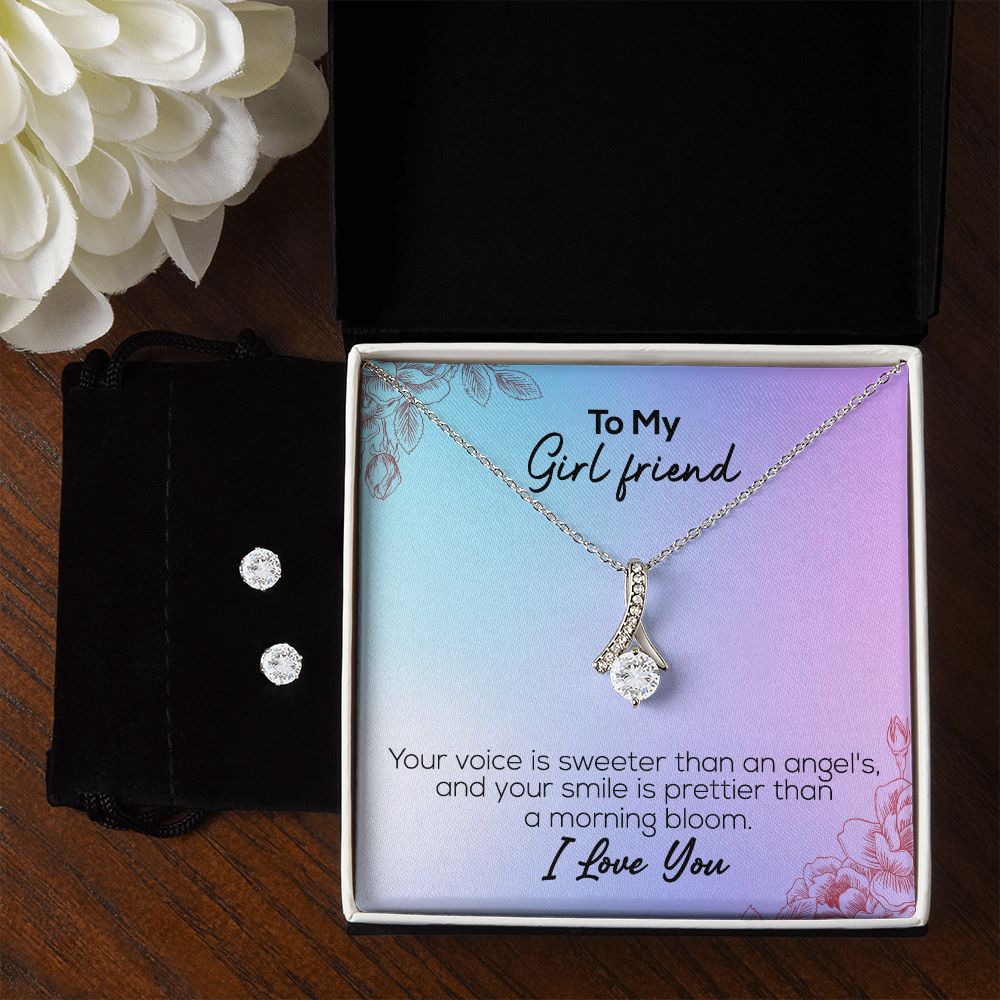 To My Girlfriend | I Love You | Alluring Beauty Necklace and Cubic Zirconia Earring Set